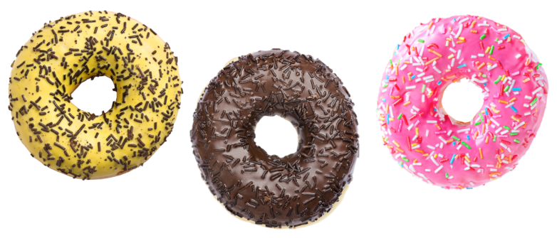 Three of the new Ring Bake Doughnuts