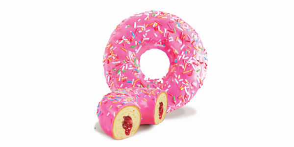 Strawberry Jam Ring Bake Doughnut, showing the jam filling
