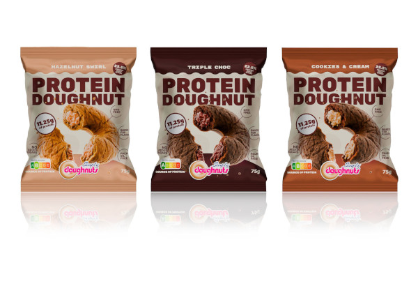 Three flavours of Protein Doughnuts - Triple Choc; Cookies & Cream; and Hazelnut Swirl