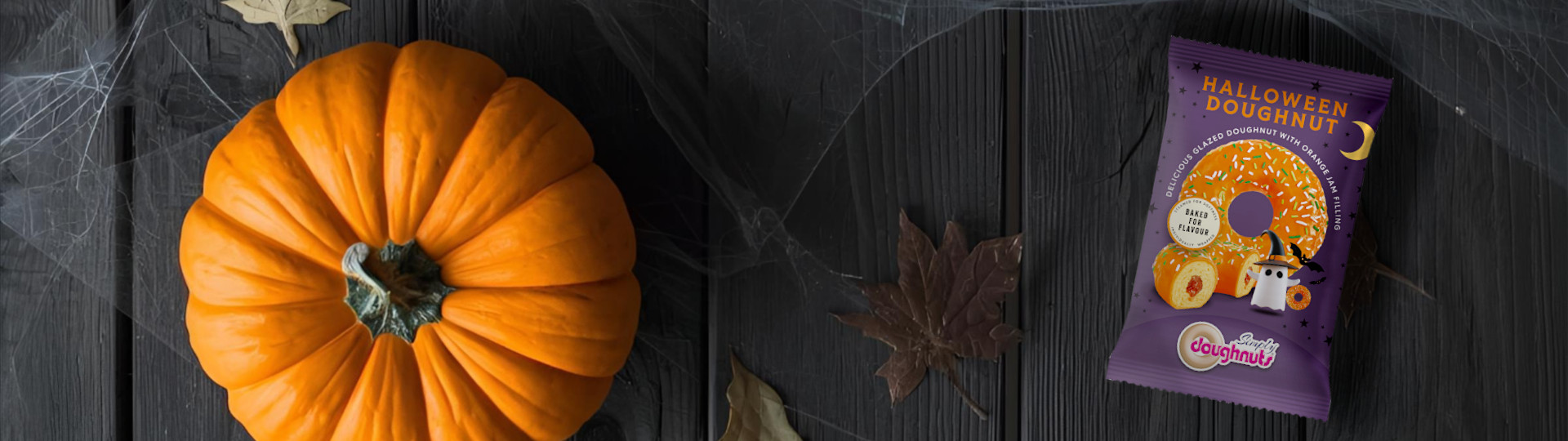 Halloween Doughnut with pumpkin. No tricks... only treats.
