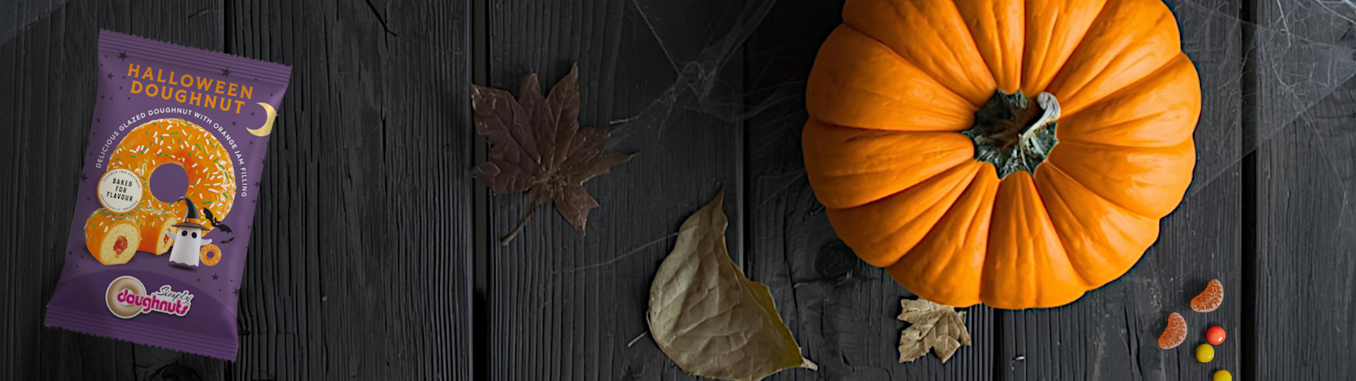 Halloween Doughnut with pumpkin. No tricks... only treats.